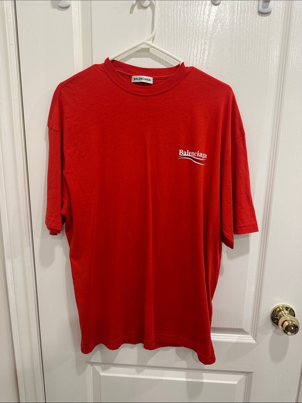 Balenciaga Red Short-Sleeve Logo T-Shirt